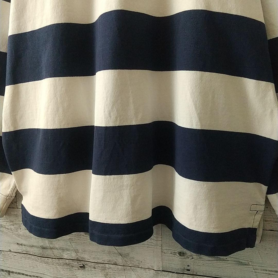 希少☆ポロバイラルフローレン 太ボーダー 刺繍 イギリス 襟切替 ラガーシャツ