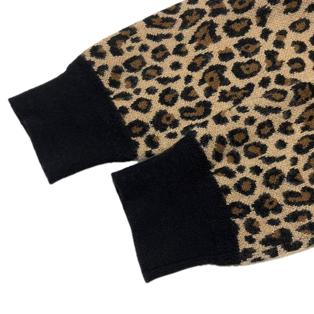 美品 パーリーゲイツ カシミヤ混 ニット レディース サイズ0 レオパード柄