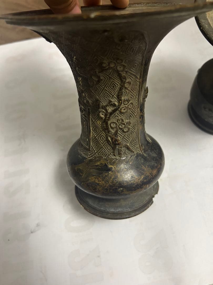古花瓶，宣德銅製，古董，時代物