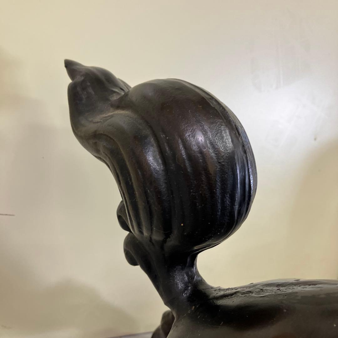 E-4 玉乗り 獅子 置物 銅製 鉄製 狛犬 シーサー 香炉 玉 透かし彫り