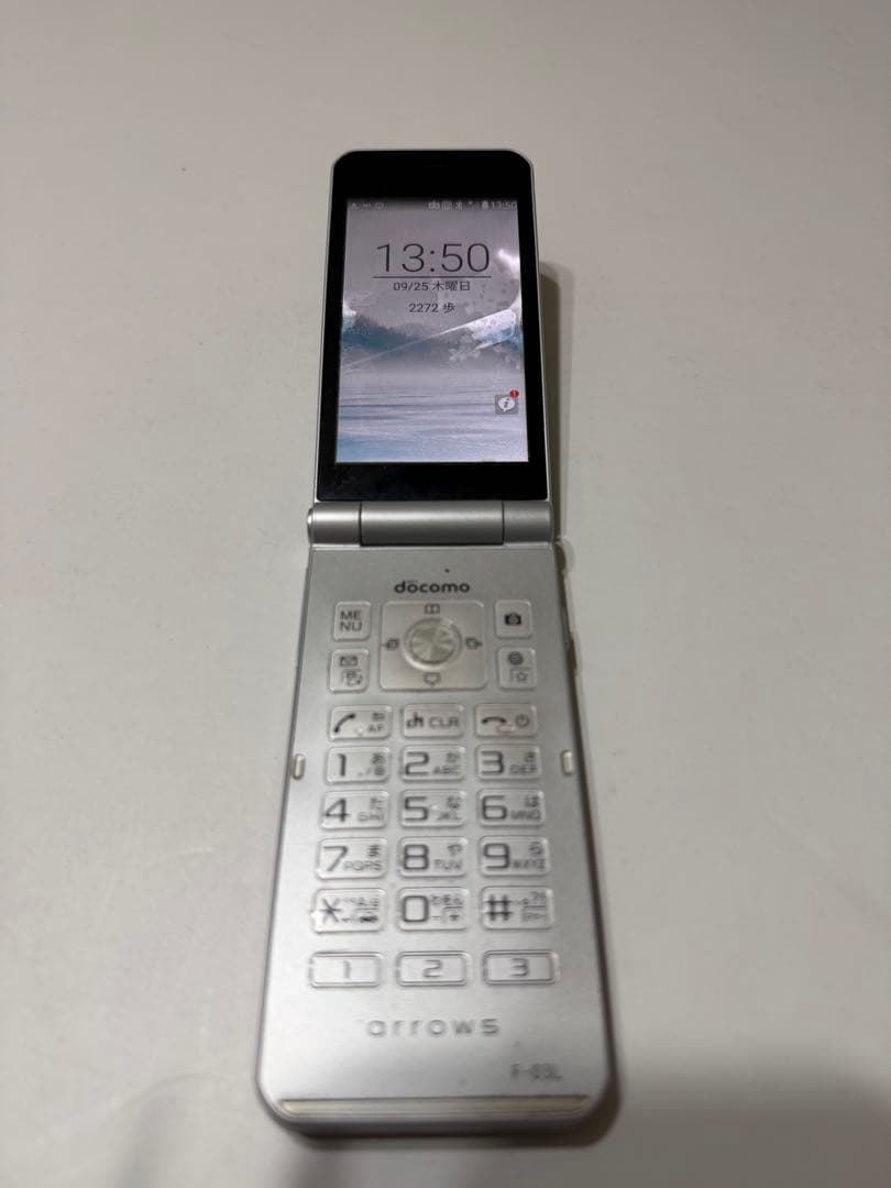 docomo arrows F-03Lシルバー4G折りたたみ式携帯電話本体中古品
