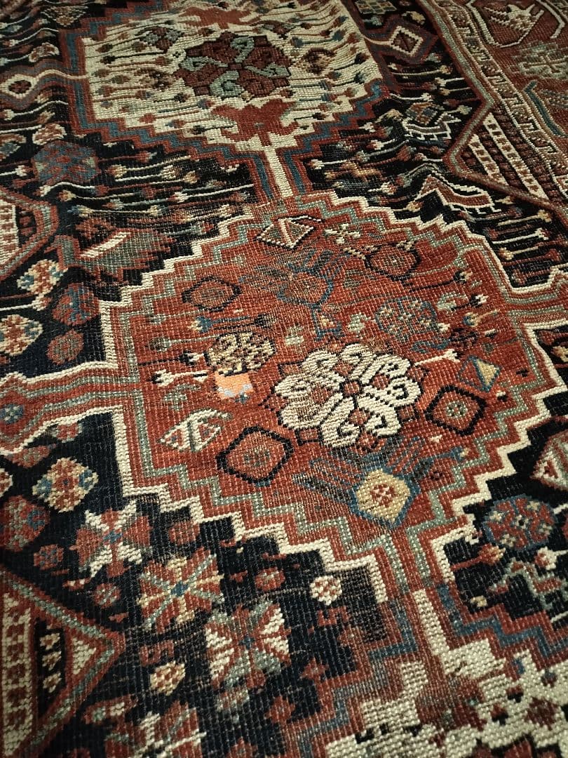 アンティークハムセ　カシュガイ　ラグ　トライバルラグ　絨毯