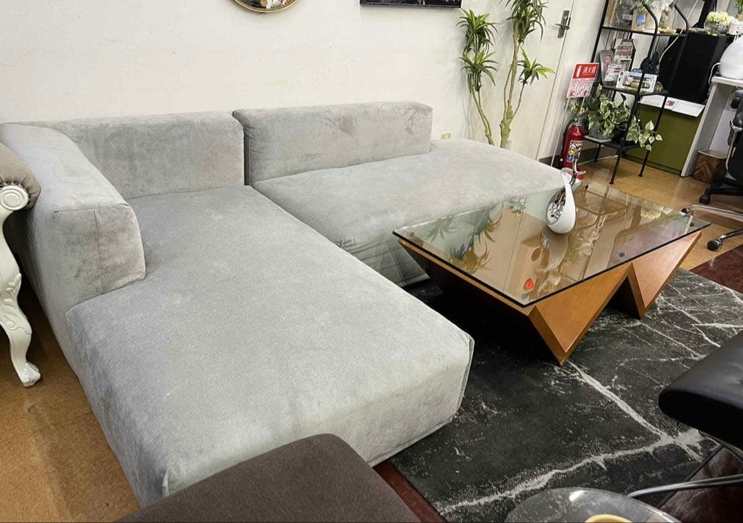 【地域限定無料配送】 Francfrancフランフラングレー L字型ソファ