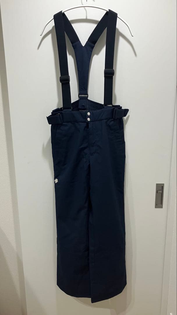【美品】ネイビー サスペンダー付き 上下スキーウェア