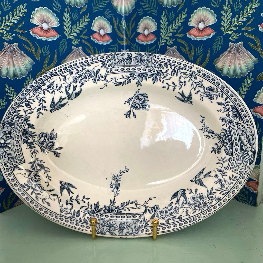 フランスアンティーク プレート ツバメ 皿 CERESフランス リュネヴィル製