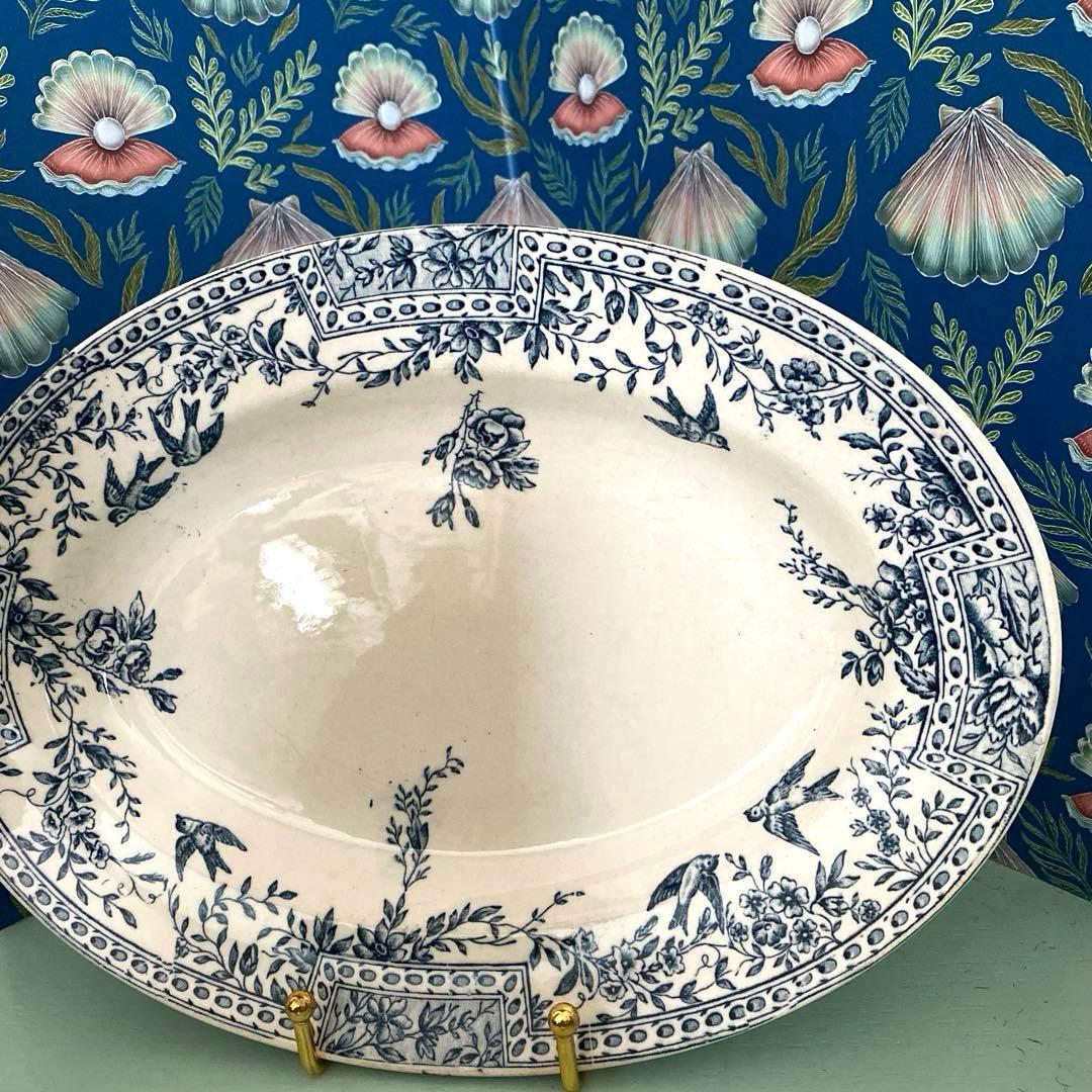 フランスアンティーク プレート ツバメ 皿 CERESフランス リュネヴィル製