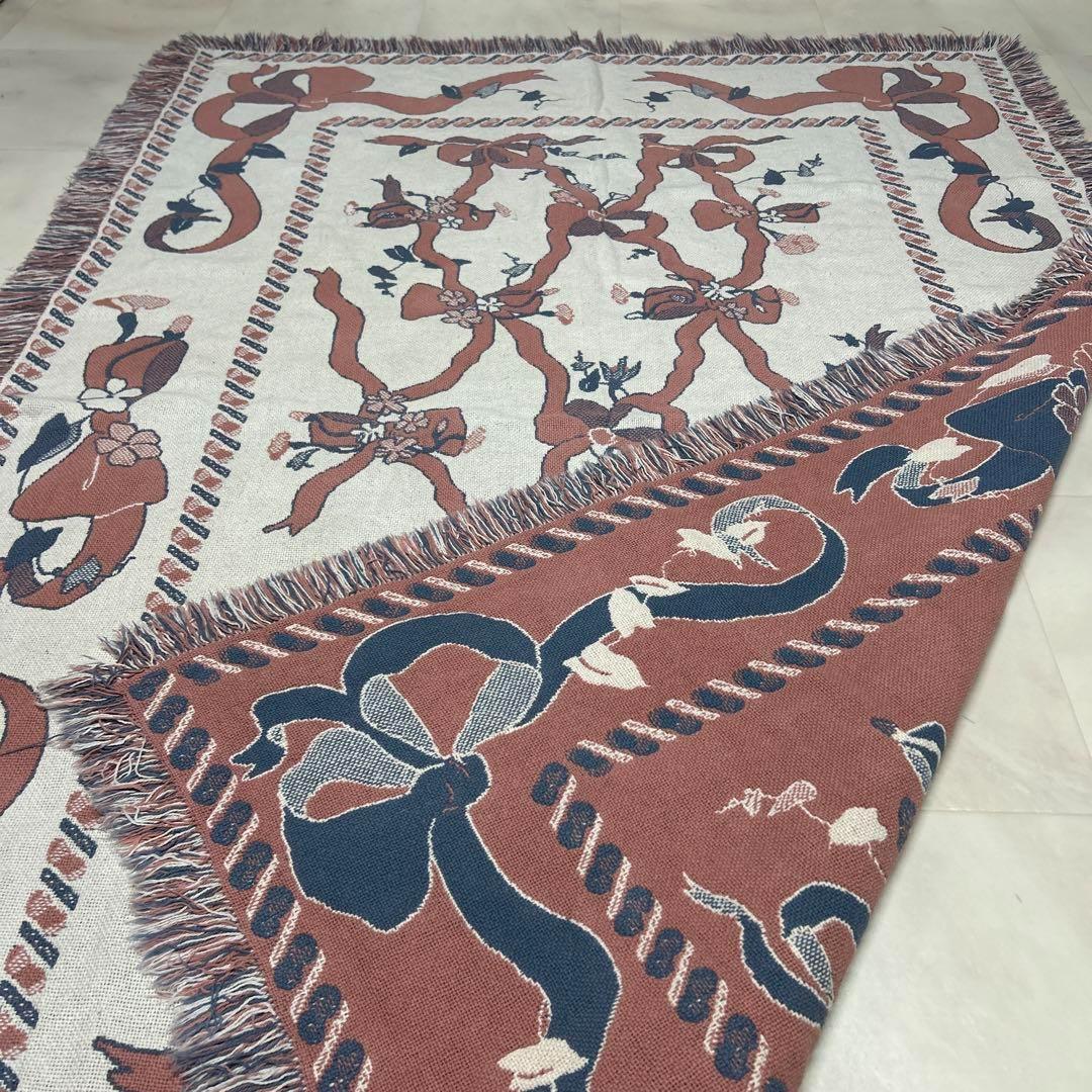 リボン　マルチカバー　ソファーカバー　ヴィンテージラグ　175x124