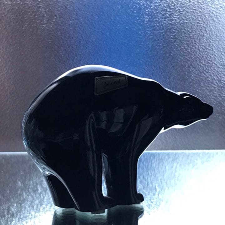 希少美しい艶バカラBACCARATブラッククリスタル熊ジョルジュ シュヴァリエ作