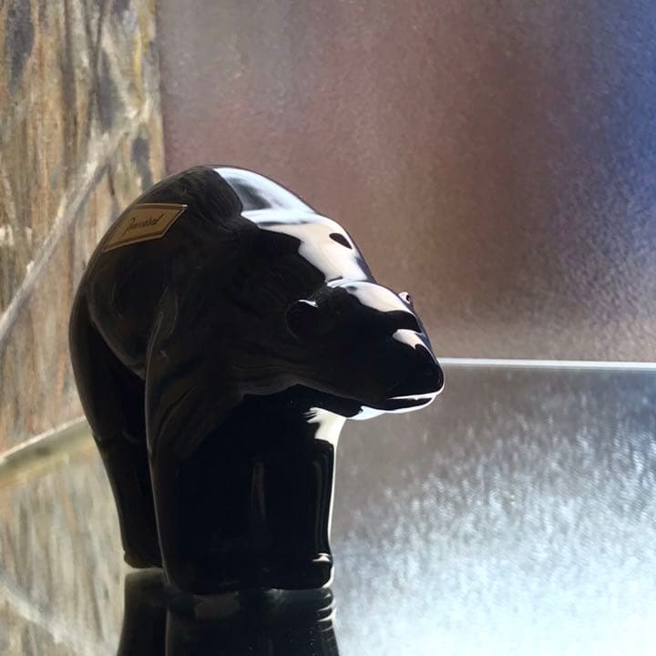 希少美しい艶バカラBACCARATブラッククリスタル熊ジョルジュ シュヴァリエ作