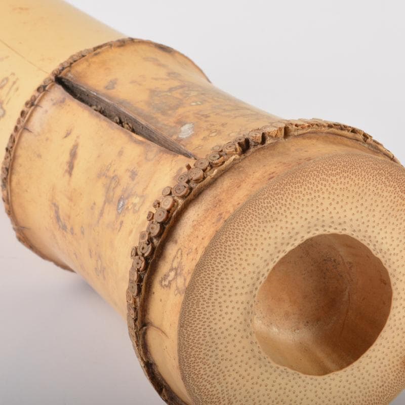 Caz　一重切花入　銘「千代乃友」　紫野　細合喝堂書付　共箱　V　5806