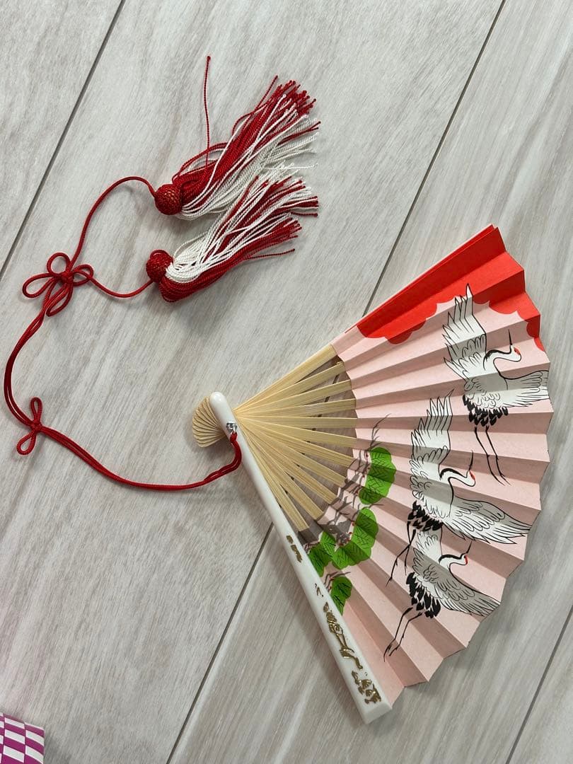 七五三　子ども　着物　小物一式　髪飾り　巾着　扇子　草履　赤