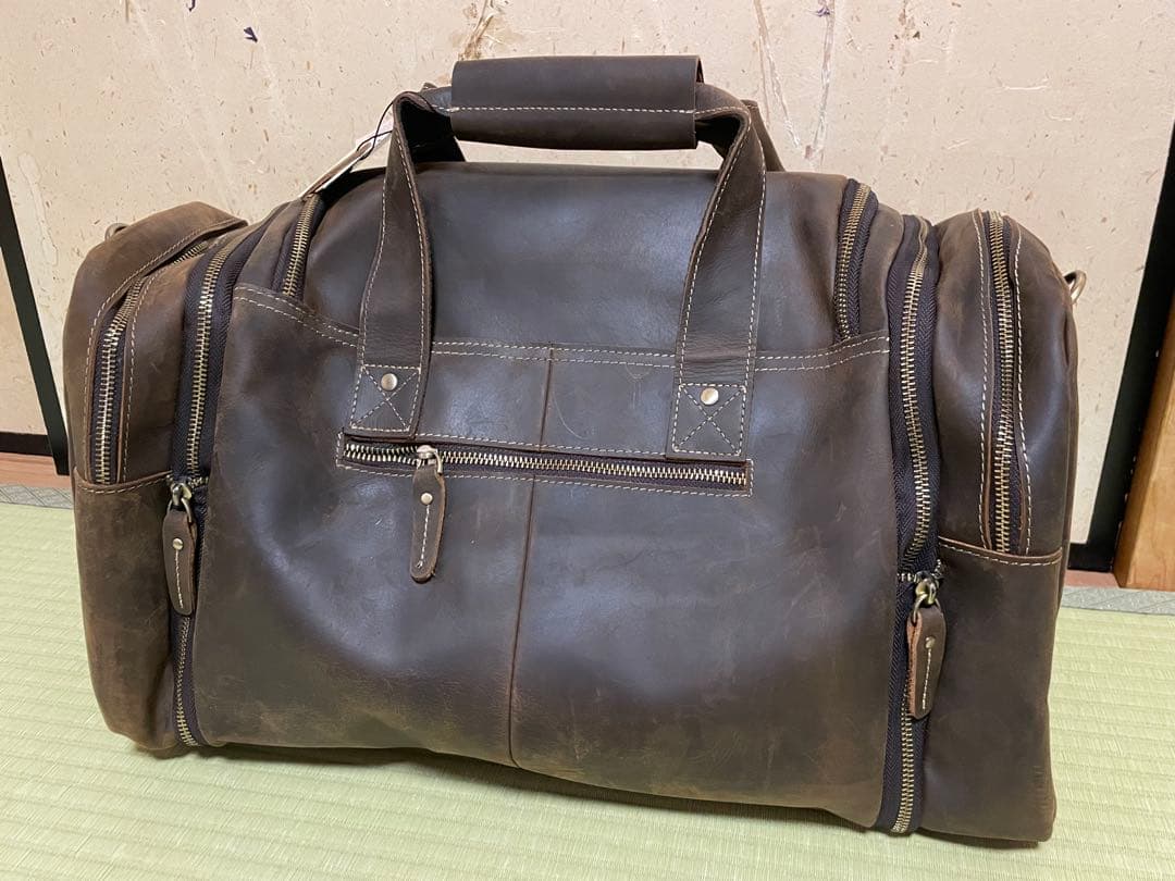 【新品未使用】LANNSYNE ダッフル（ボストン）バッグ 拡張可能 本革レザー