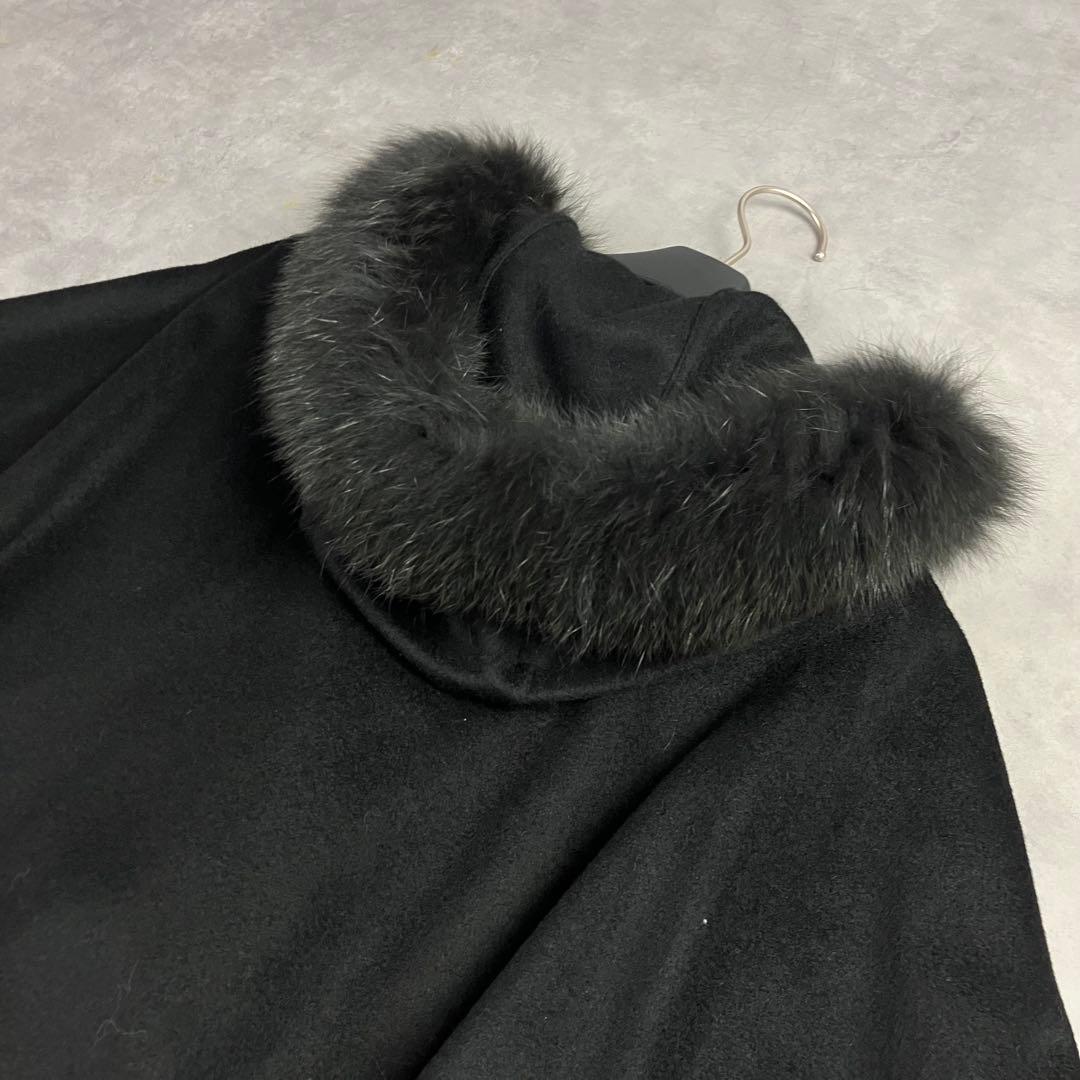 SAGA FURS サガファー カシミヤケープ ポンチョ 黒 フォックス 和装