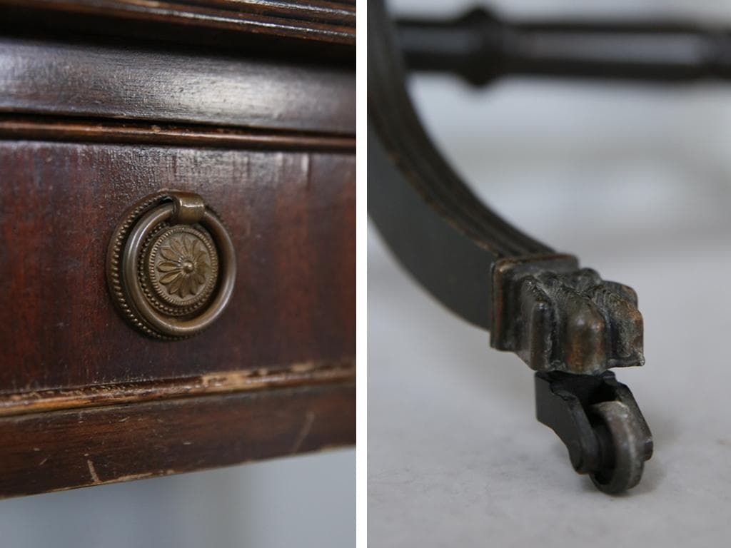 英国アンティーク木製ドロップリーフソファテーブル/折畳机バタフライ(92-282