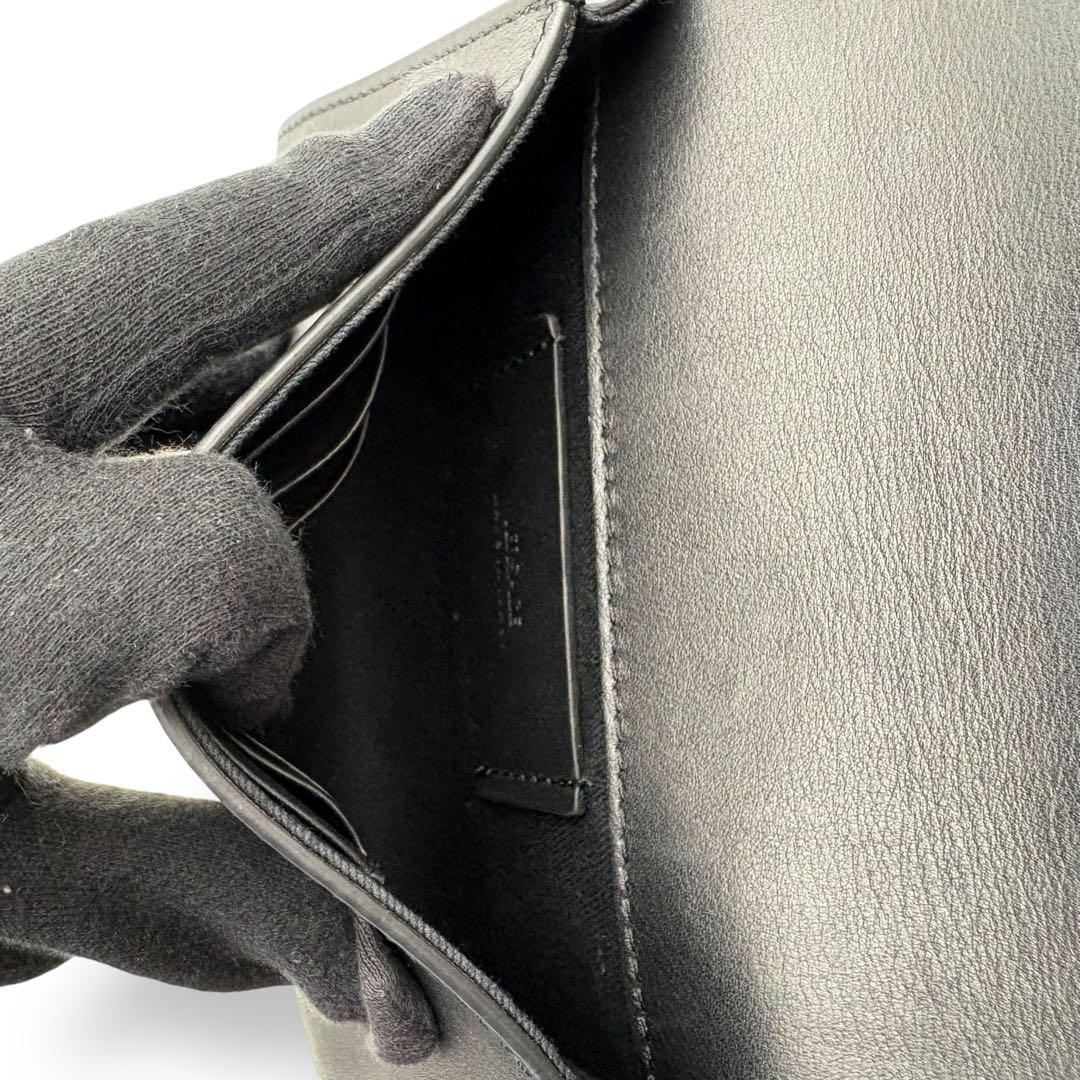 専用 ヴェルサーチェ ショルダーバッグ レザー ブラック ビギー フラップ ロゴ