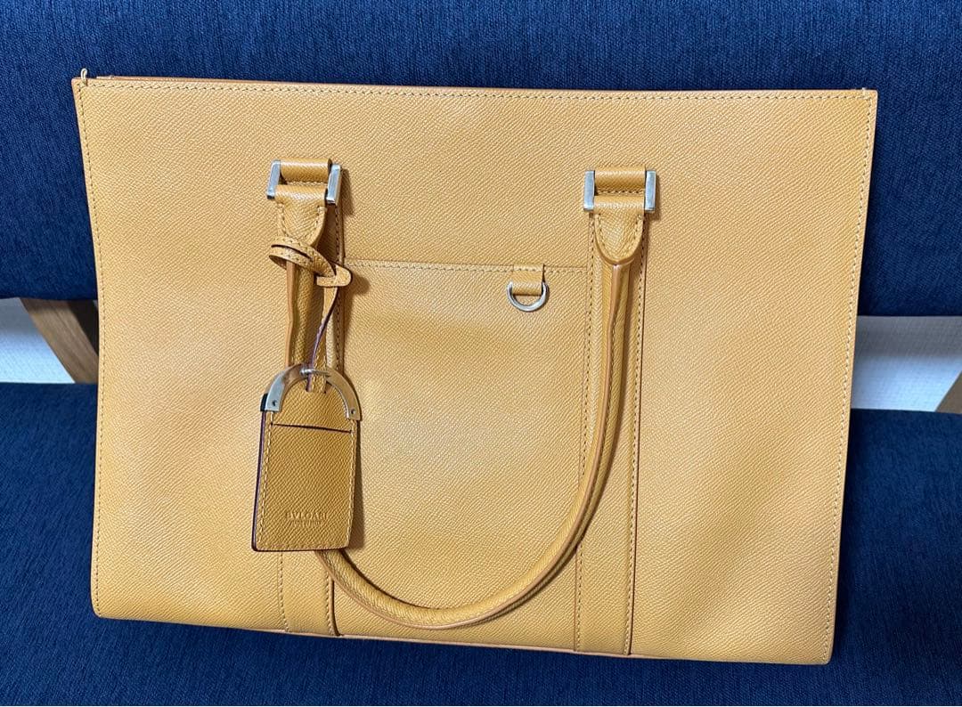 BVLGARI メンズ トートバッグ ビジネスバッグ ベージュ　保存袋あり