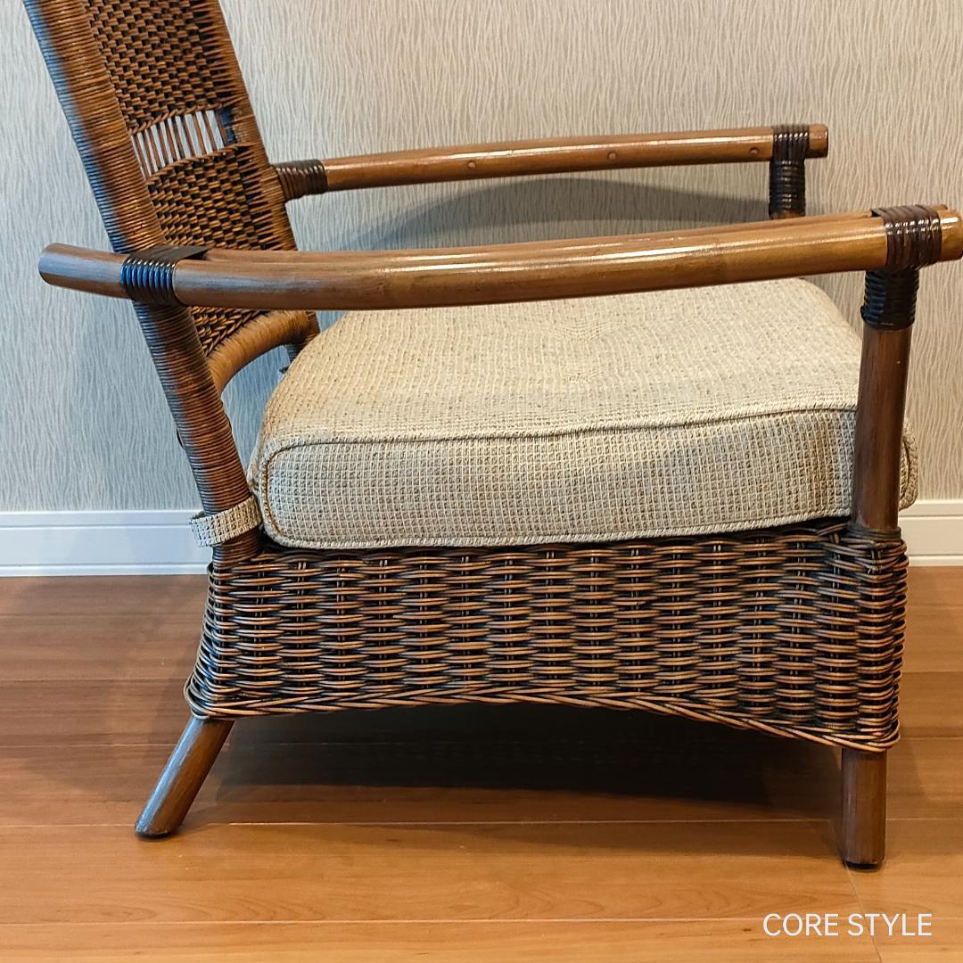 美品　KAZAMA 　ラタン　籐ソファ 　1人掛け　ラウンジチェア　A1