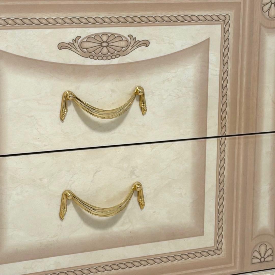 ロココ調 アンティーク サイドチェスト 3段 アイボリー