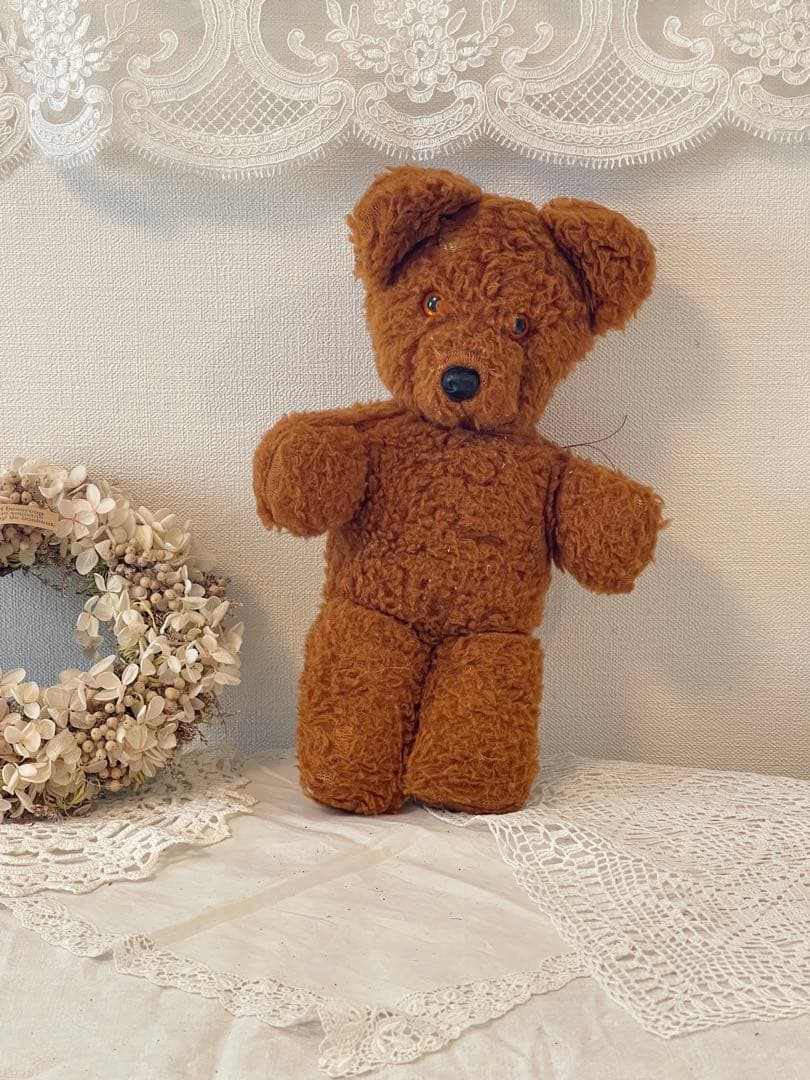 右茶色　ヴィンテージベア　ヴィンテージテディベア　アンティークベア　テディベア