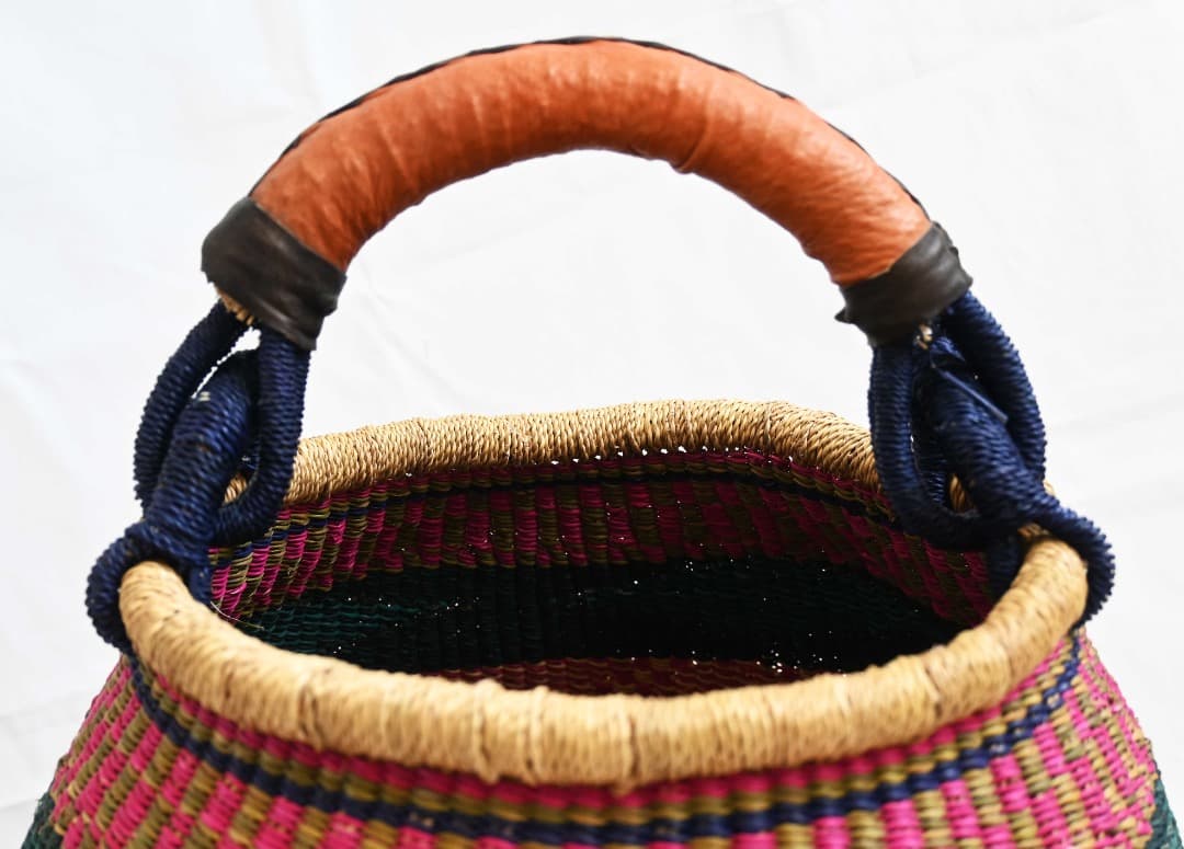 セール/新品/アフリカ ガーナ製/ブルキナボルガ バスケット/44×46cm