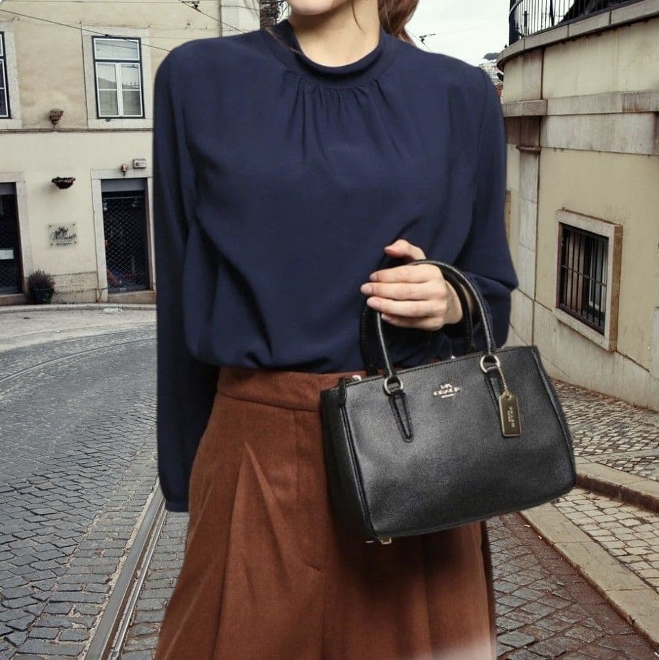 COACH 本革 ミニサリー キャリーオール ブラック ハンドバッグ