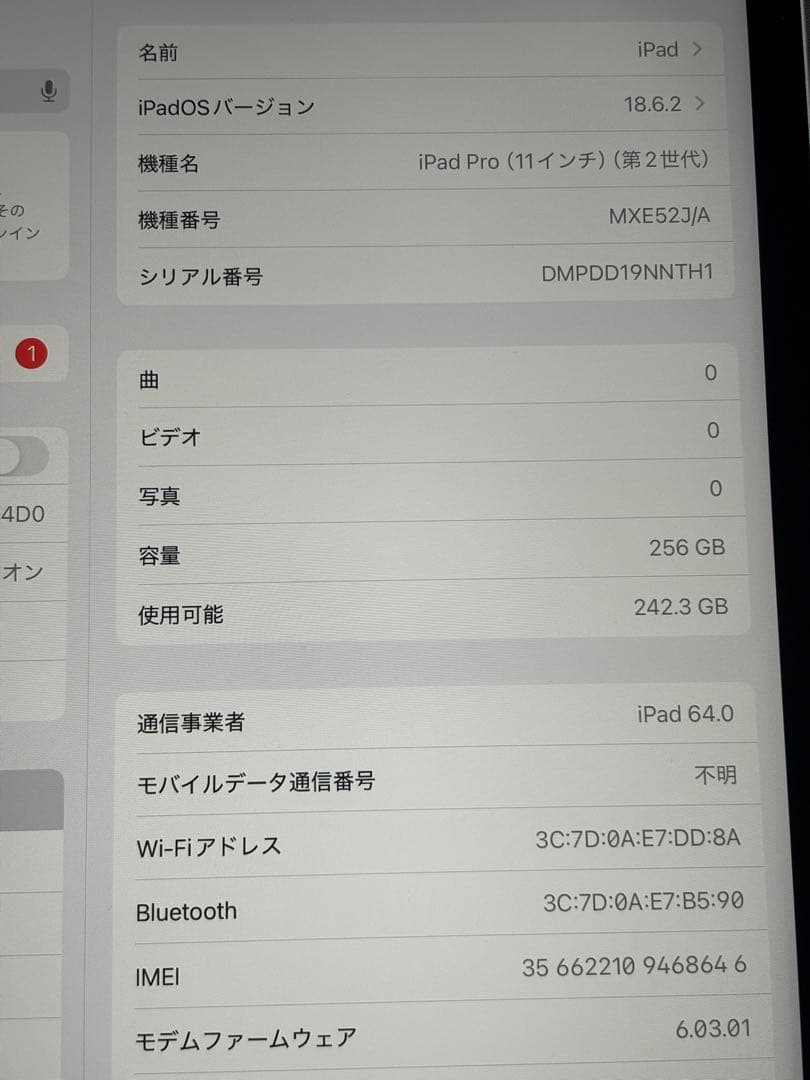 iPadPro 第2世代 11インチ 256GB cellular+Wi-Fi