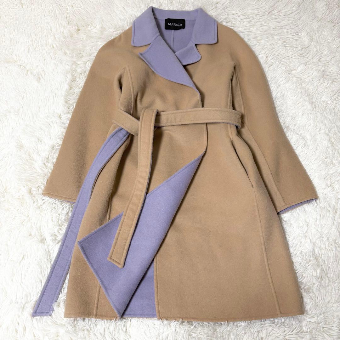 マックスアンドコー ダブルフェイス バイカラー ウールコート