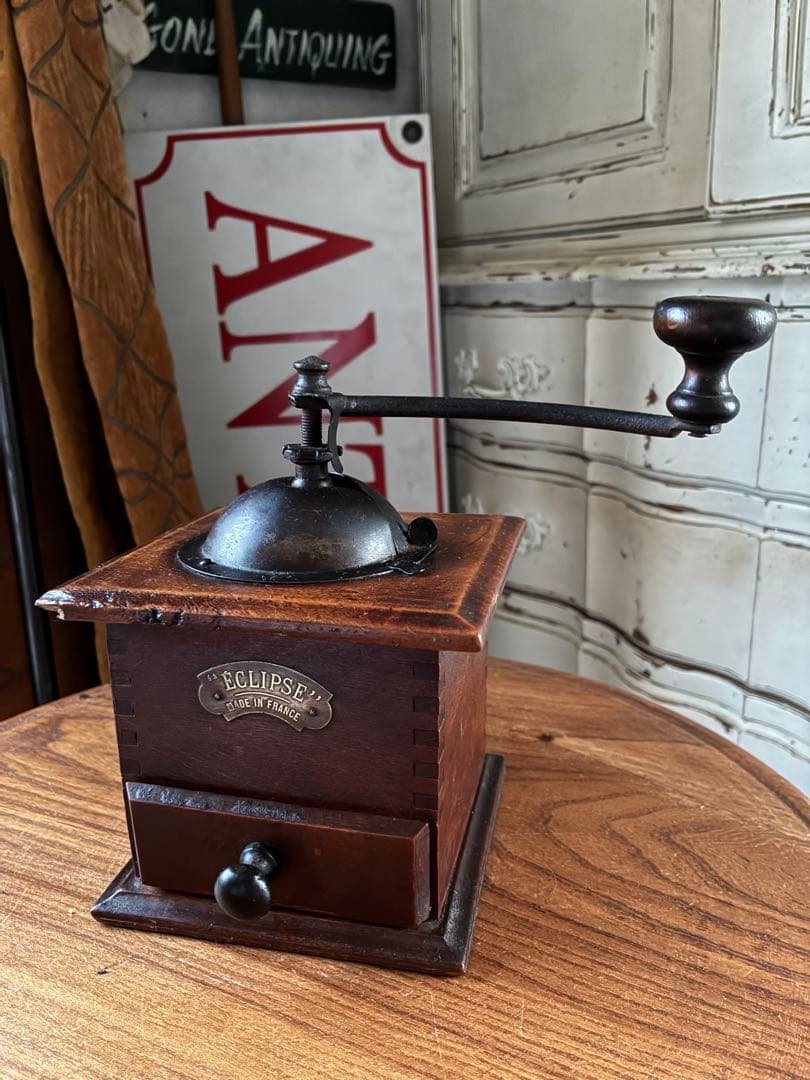 フランス　アンティーク　木製　コーヒー　ミル　グラインダー ECLIPSE 美品