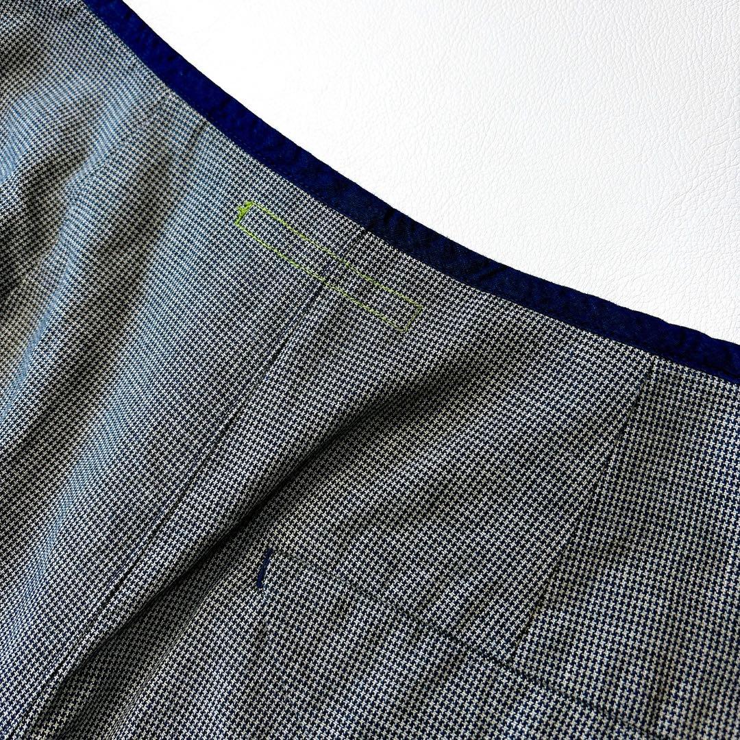 新品未使用 パラスパレス 洗える インディゴ染め マイクロ千鳥柄 タックパンツ