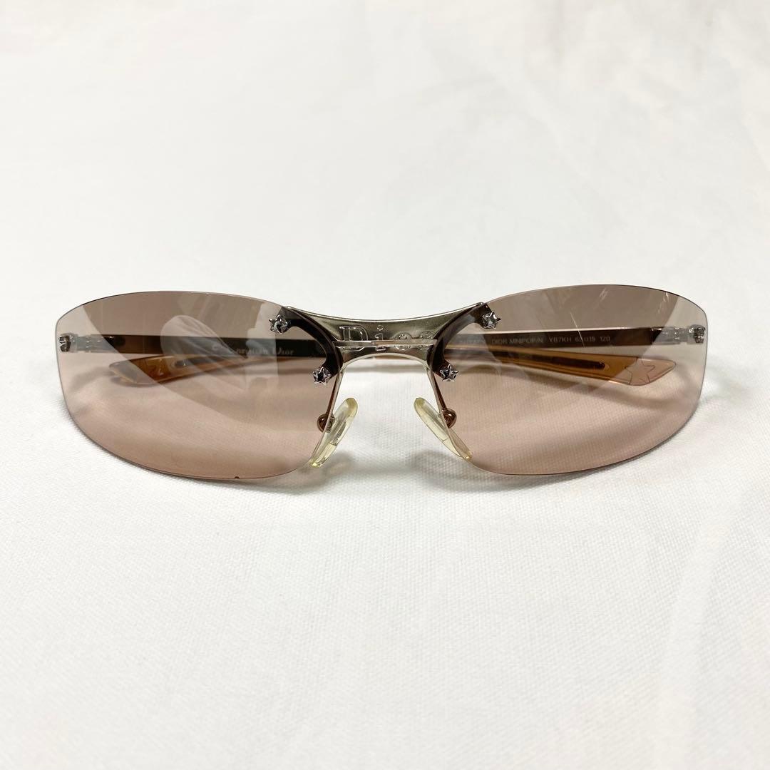 美品✨Christian Dior MINIPOP リムレスサングラス ブラウン