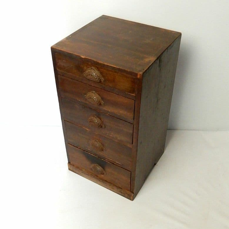 【昭和レトロ アンティーク】引き出し 引き戸 五段