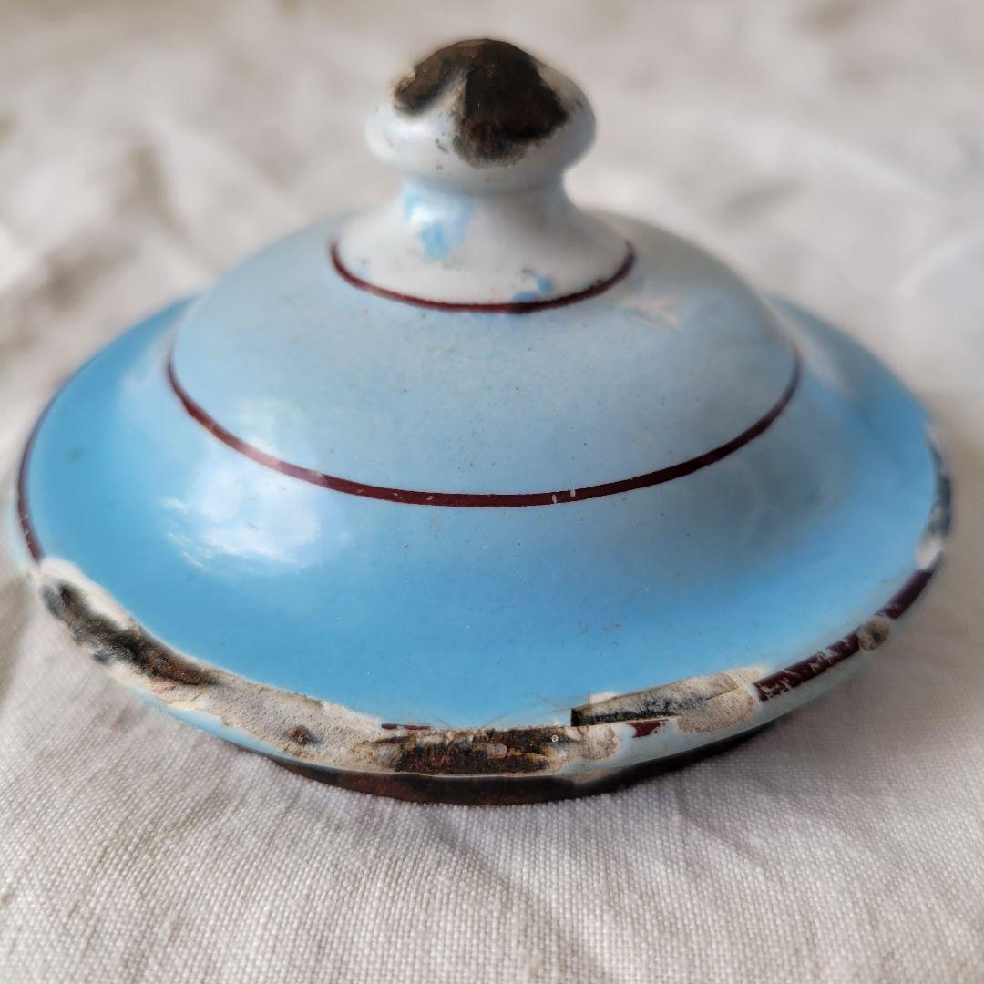 フランス　アンティーク　コーヒーポット　ホーロー　ブルー