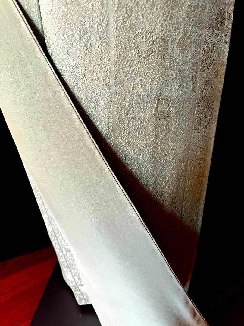 ★専用★【色無地】辻が花地紋 薄萌葱色 膨れ織　縫取のような立体感　しつけ付き