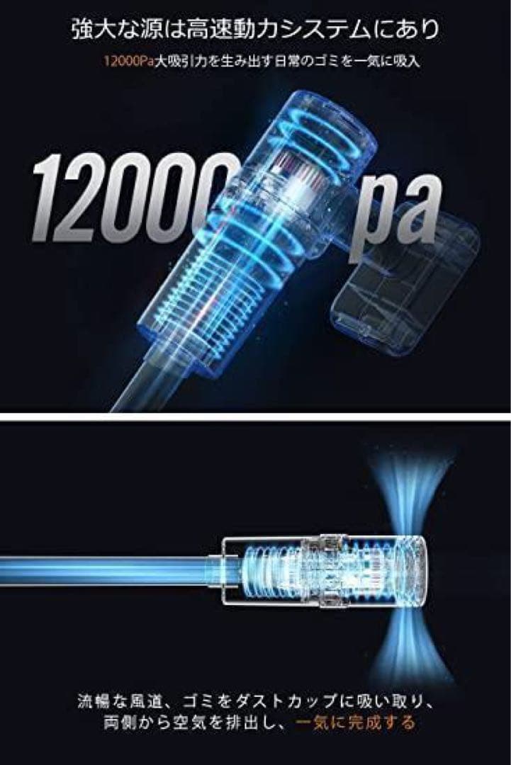 12000pa強力吸引 掃除機 コードレス 充電式 2WAY