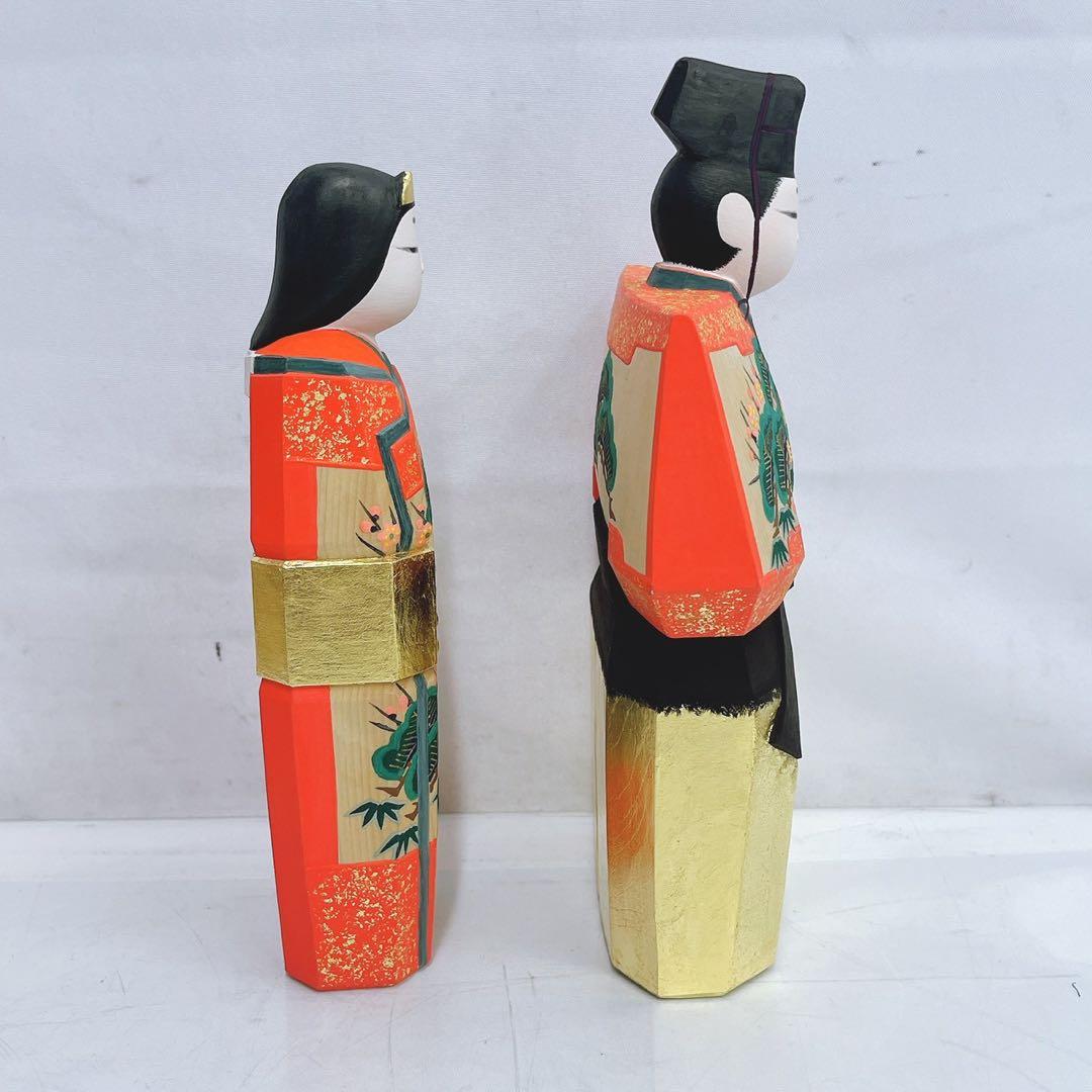 12SAM17 奈良一刀彫立雛 奥田龍王作 奈良一刀彫 和 飾り 木彫り