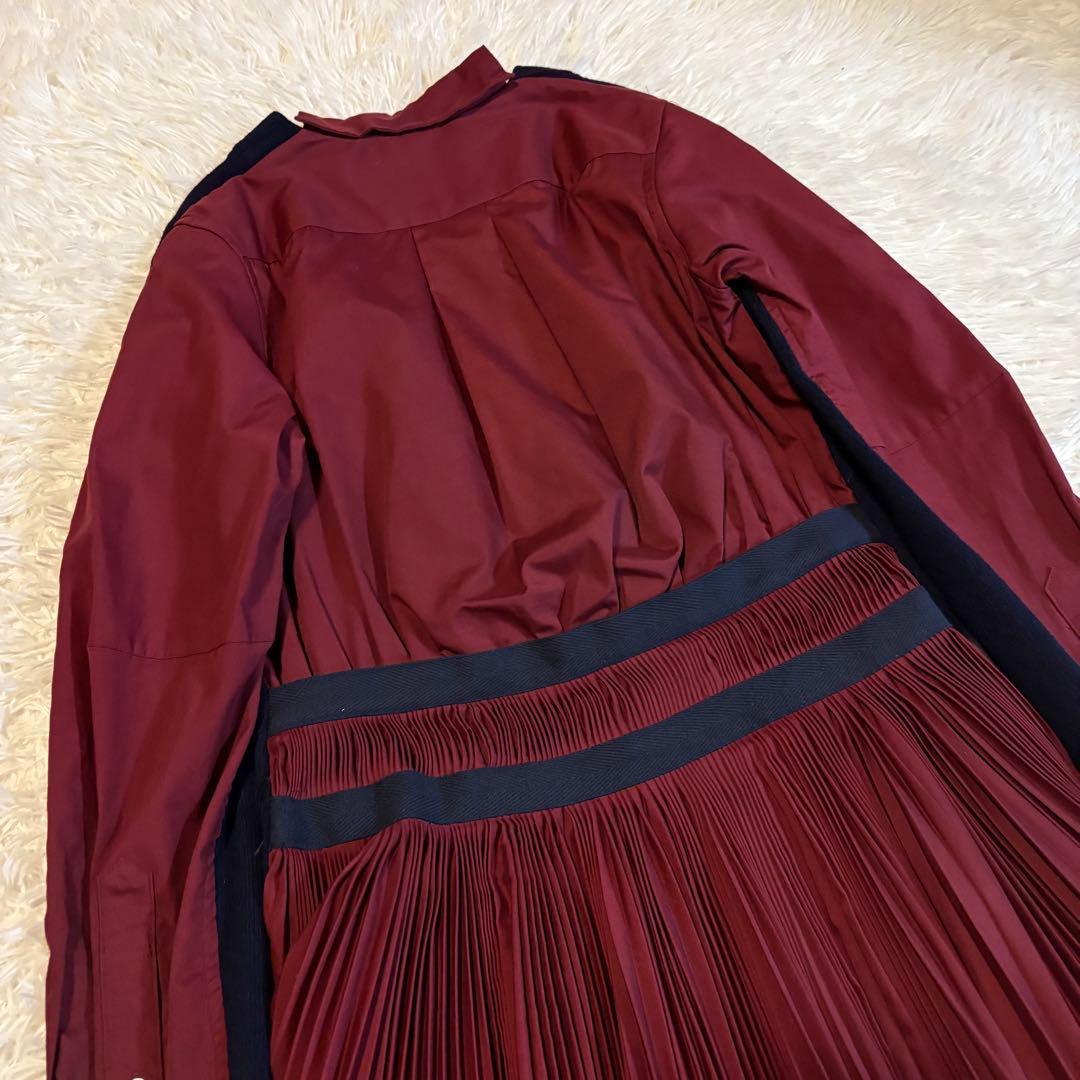 サカイ 2016AW ニット プリーツ パッチワーク ドッキングワンピース