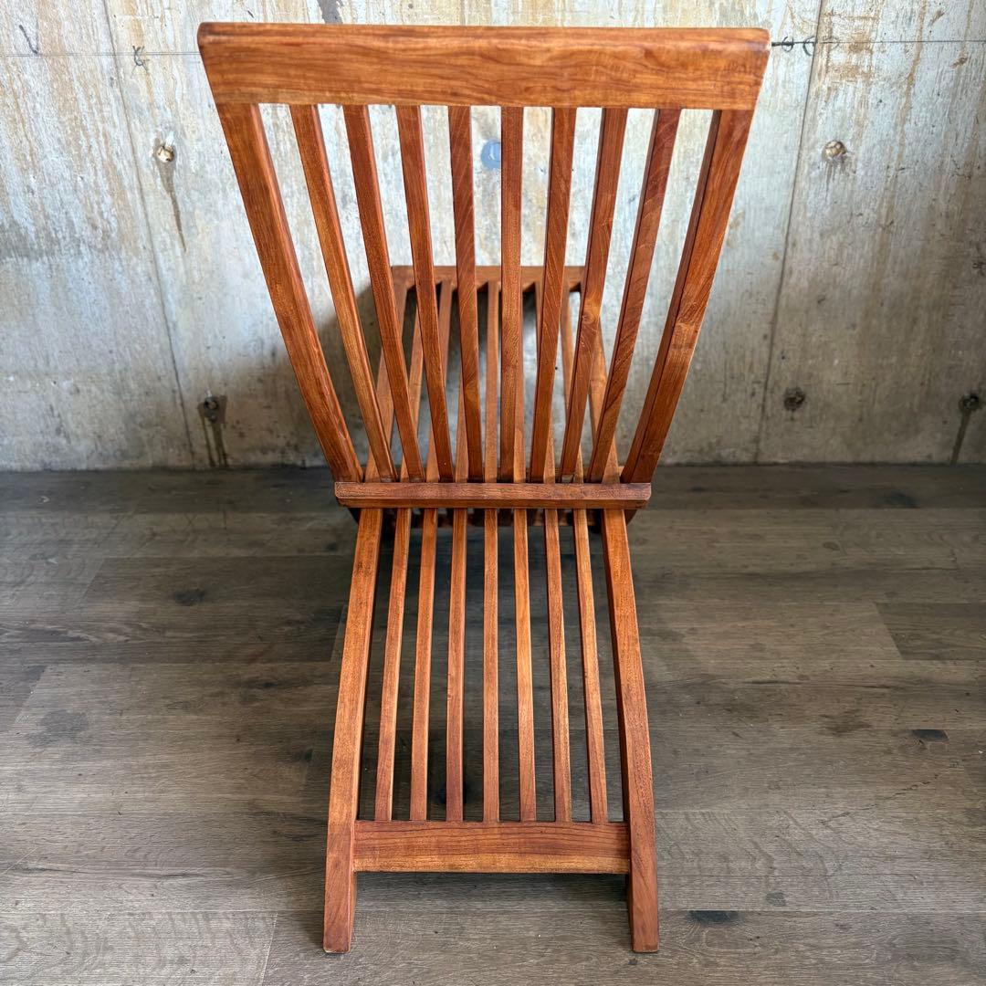 チーク無垢材　フォールディング　スライドチェア　ガーデンチェア