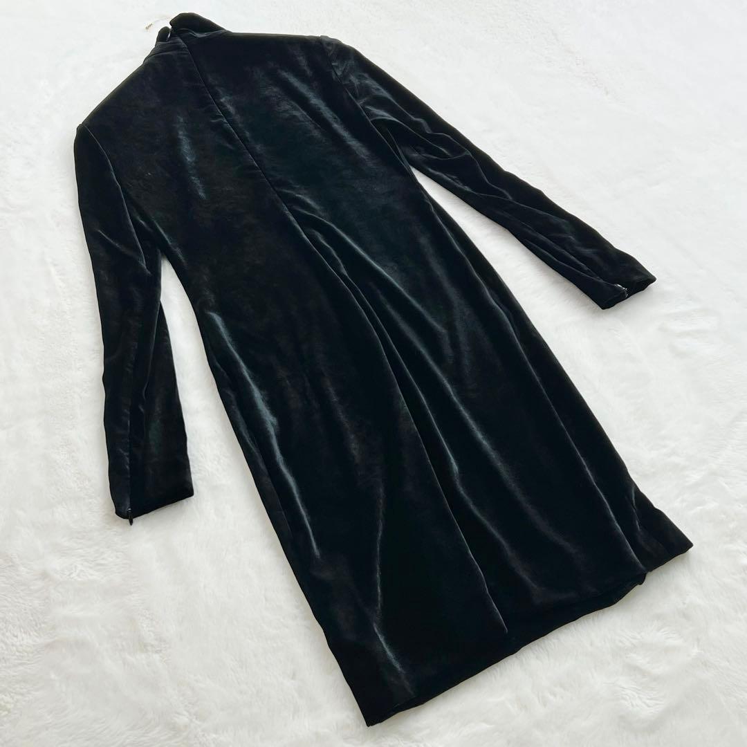 【ラルフローレンパープルレーベル】ハイネックベロアワンピース☆シルク混☆黒☆S
