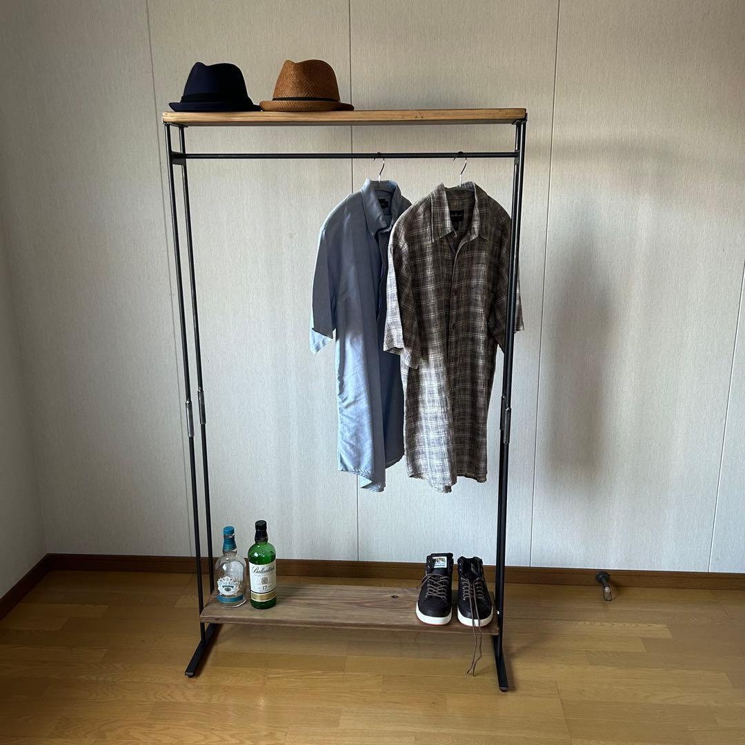 ハンガーラック　アイアン家具　引っ越し　コンパクト　アンティーク　幅900 分割