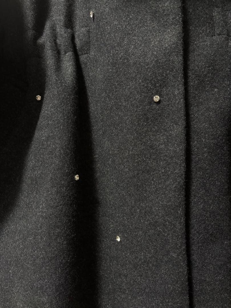 NICE CLAUP ナイスクラップ フードフェイクファービジューミドルコート