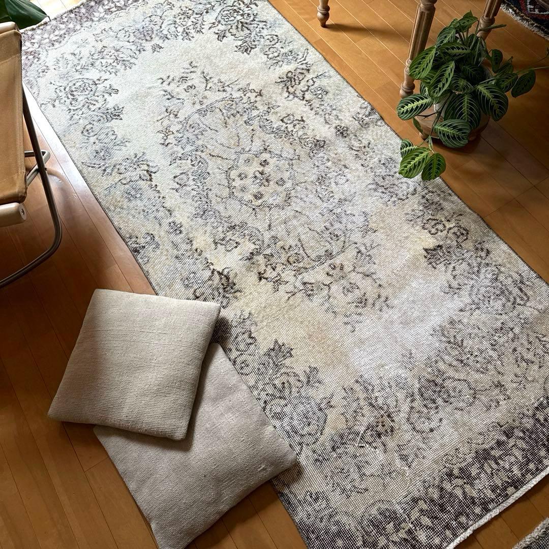 88×211 ナチュラルカラー　ブラウン　メダリオン　トルコヴィンテージラグ