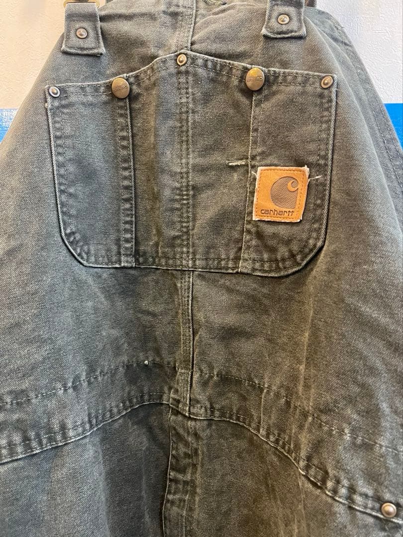 カーハート　オーバーオールダブルニー　カーキ　48×32