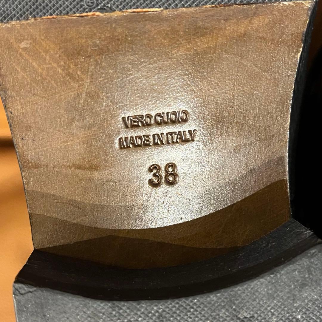 【はな】本革レザー ファビオルスコーニ エンジニアブーツ 24.0 黒