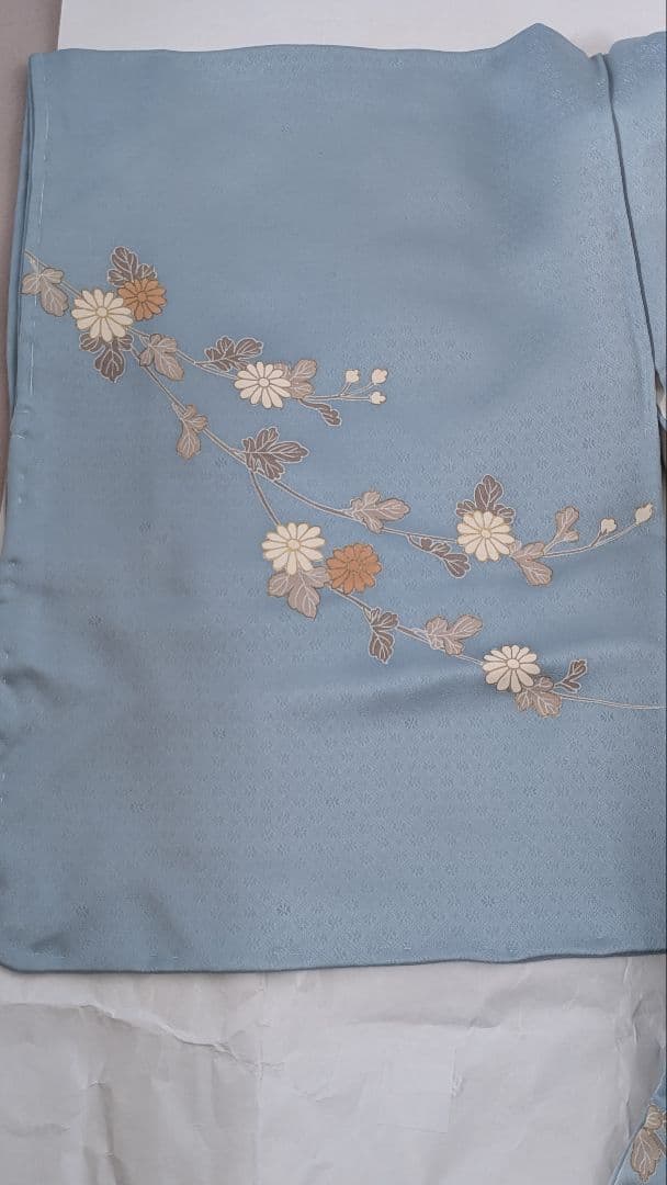 水色　訪問着　花柄