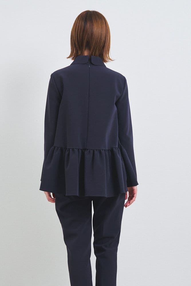 【最終価格】yori ラウンドカラードレスブラウス　ネイビー38