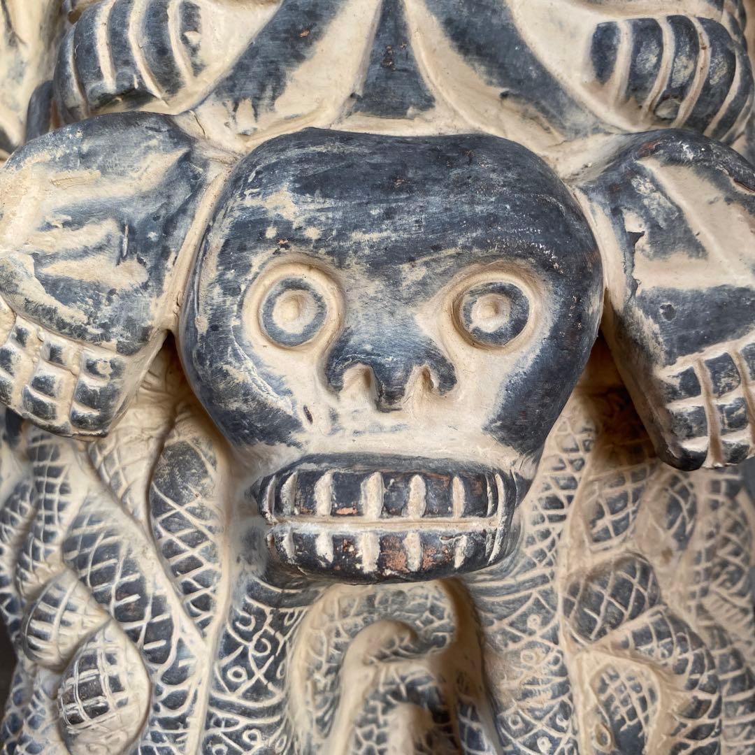 高36cm アステカ神話の地母神コアトリクエの像　インテリア　メキシコ工芸品