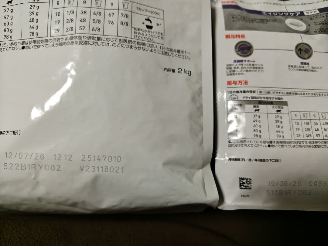 ロイヤルカナン　エイジングケア　ライト　猫用 2kg×1袋 500g×2袋