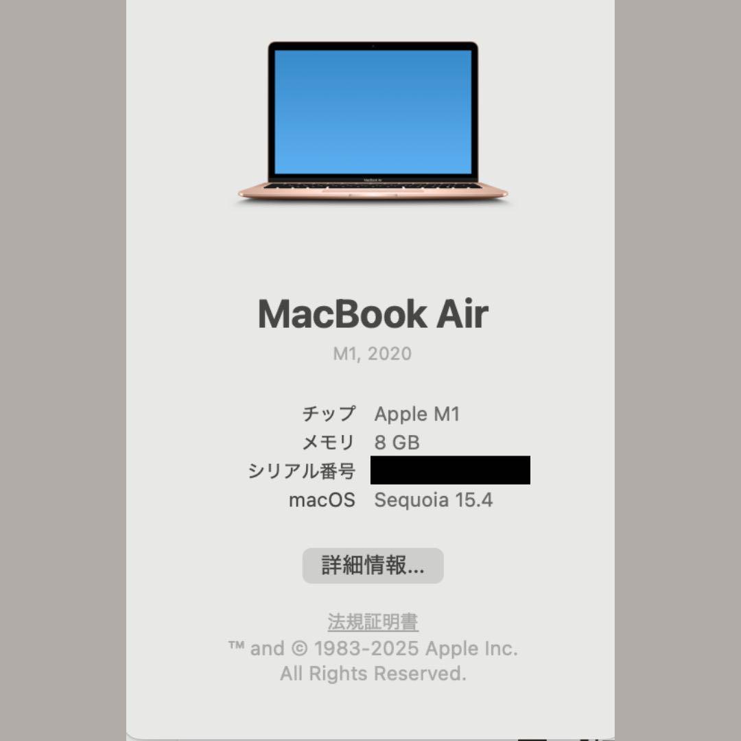 MacBook Air 13インチ M1 2020 8GB 256GB