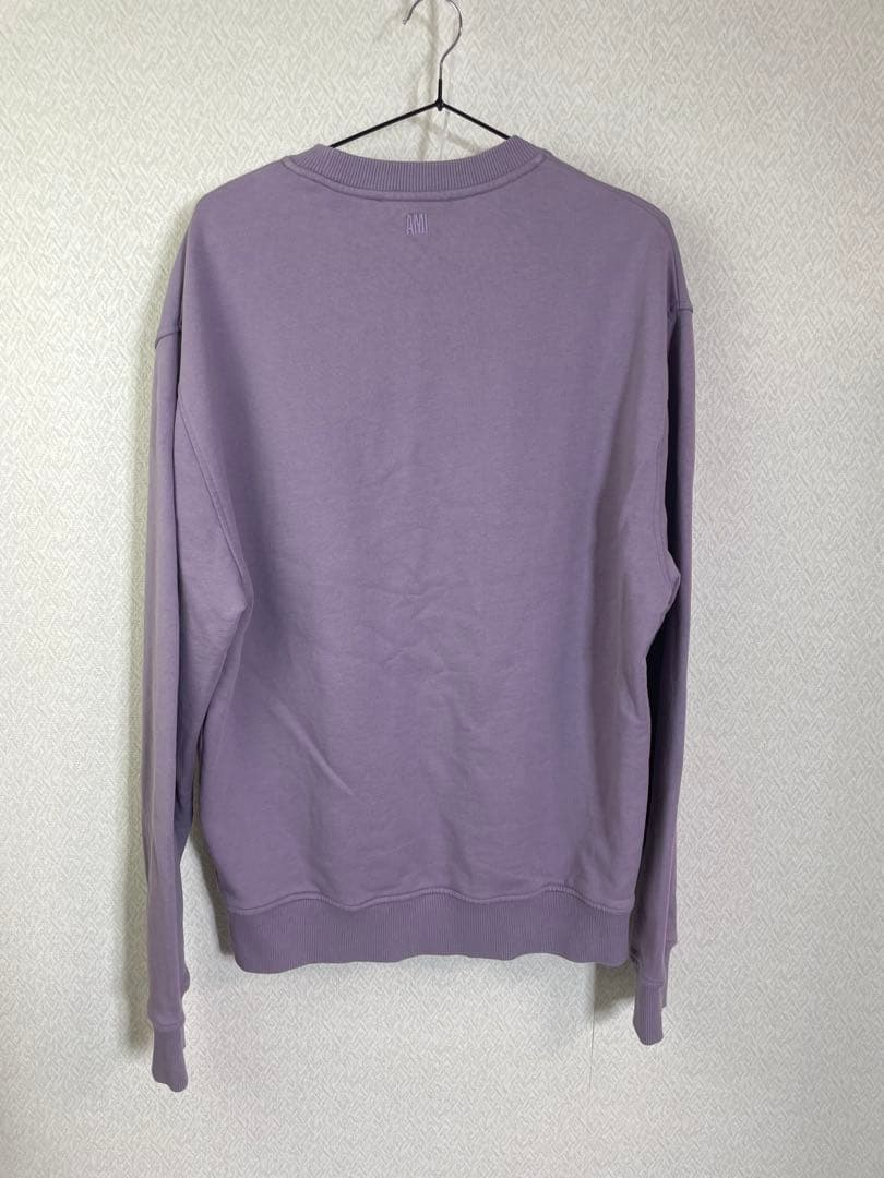ami parisアミパリス ハートロゴ刺繍プルオーバースエットパープルサイズL