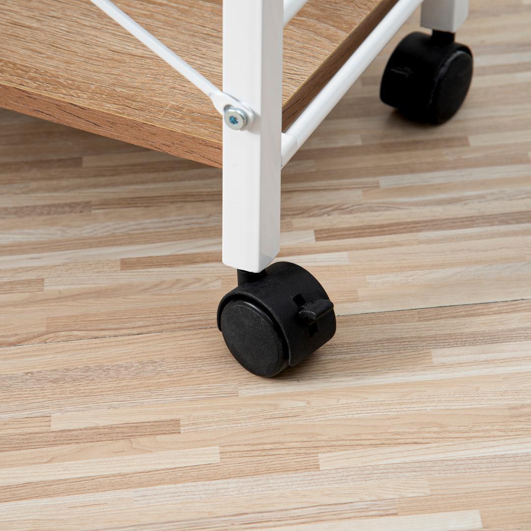 【ブラック】パソコンデスク キャスター付きで移動可能ラック付き デスクワークデス